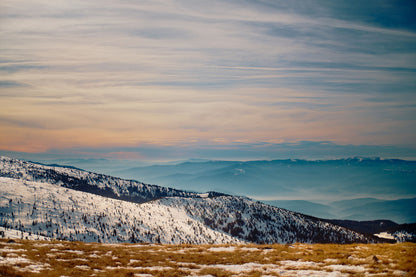 Experience the breathtaking beauty of Bulgaria's ski park Kartala with our high-quality print of a stunning mountain landscape. This photo captures the essence of December 2023, transporting you to the top of the mountains with just one glance. Bring the majesty of nature into your home.