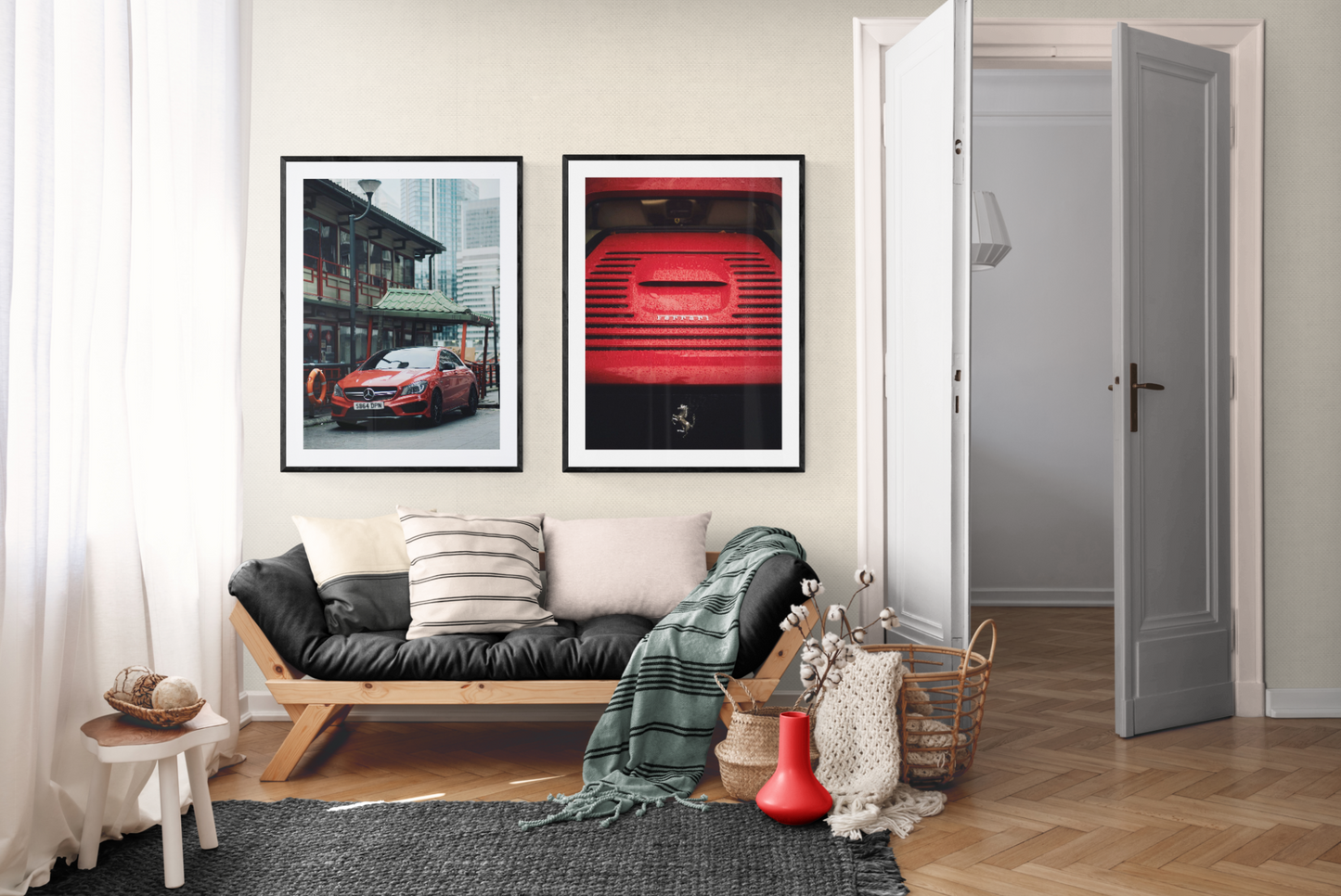 Experience the thrill of driving a Red Ferrari in the rain through London with this stunning print! Perfect for car enthusiasts or those looking to add a touch of luxury to their home decor. Bring the beauty and power of this iconic car into your space. Photo taken on a Fujifilm XT2 with a 35mm F2 lens Print on museum quality Giclée paper Hahnemühle Pearl