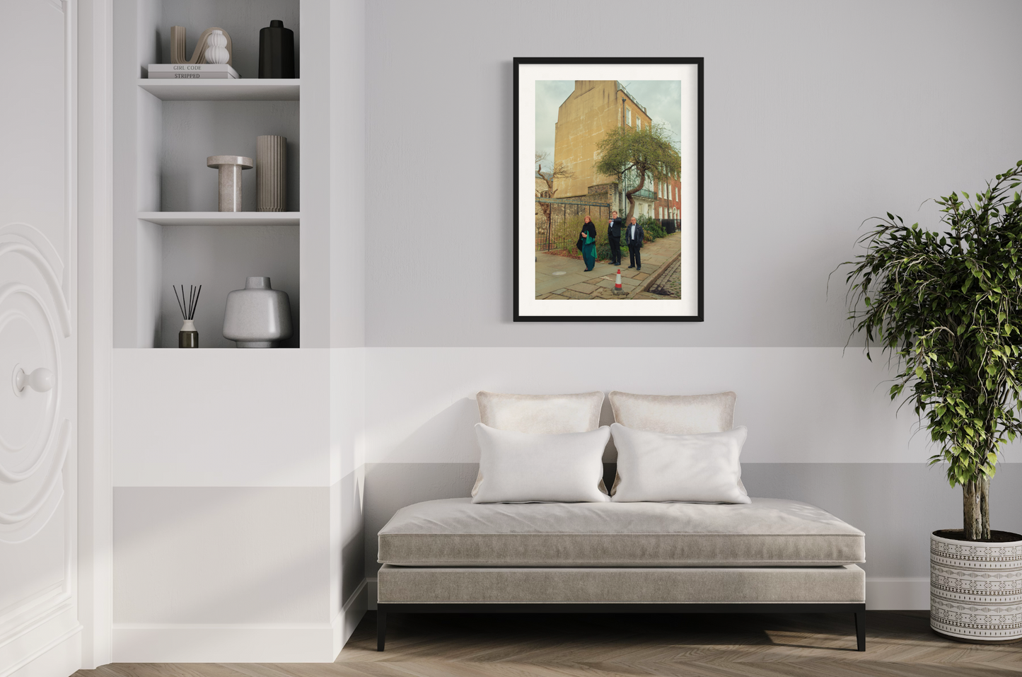 Capture the raw energy of East London with "Blimey! The Chauffeur is Late!" This street photography print features people waiting, adding a touch of anticipation and curiosity to any space. Bring a sense of edgy urban style to your home or office with this unique piece.